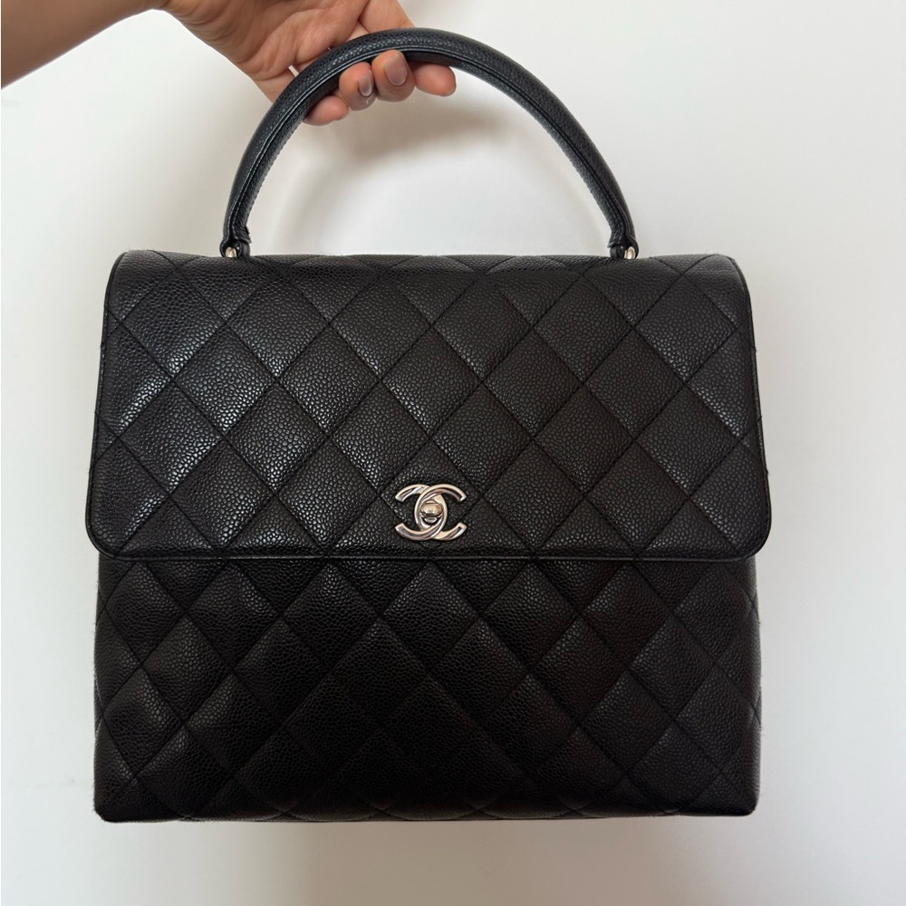 Chanel Black Silver CC Caviar Kelly Top Handle Bag - Picture 14 of 15